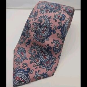 Don Loper Beverly Hills Pink Blue Paisley Silk Tie - 55L 3.5W